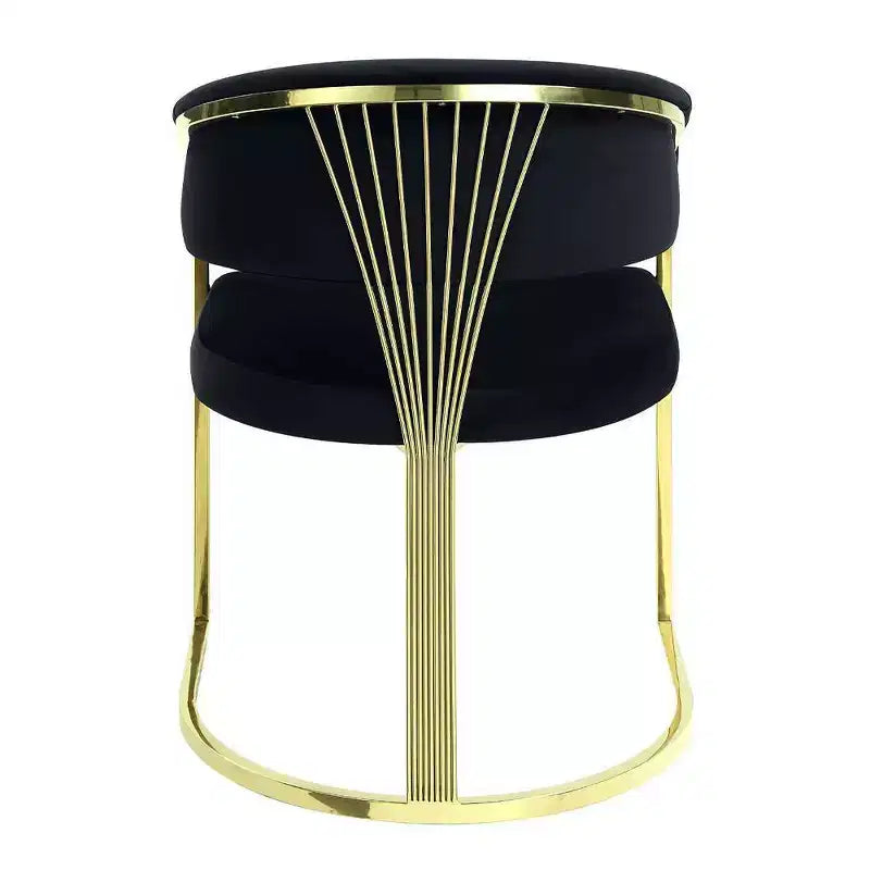 Poltrona di design Fallon 20" Velluto Nero/Oro Specchiato - : Nessun montaggio, Struttura in acciaio inossidabile
