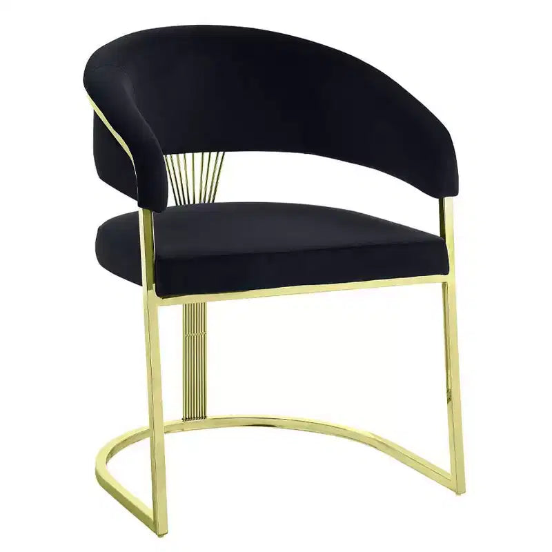 Poltrona di design Fallon 20" Velluto Nero/Oro Specchiato - : Nessun montaggio, Struttura in acciaio inossidabile