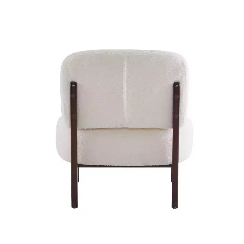 Set di 2 sedie accent moderne imbottite in boucle e legno di gomma