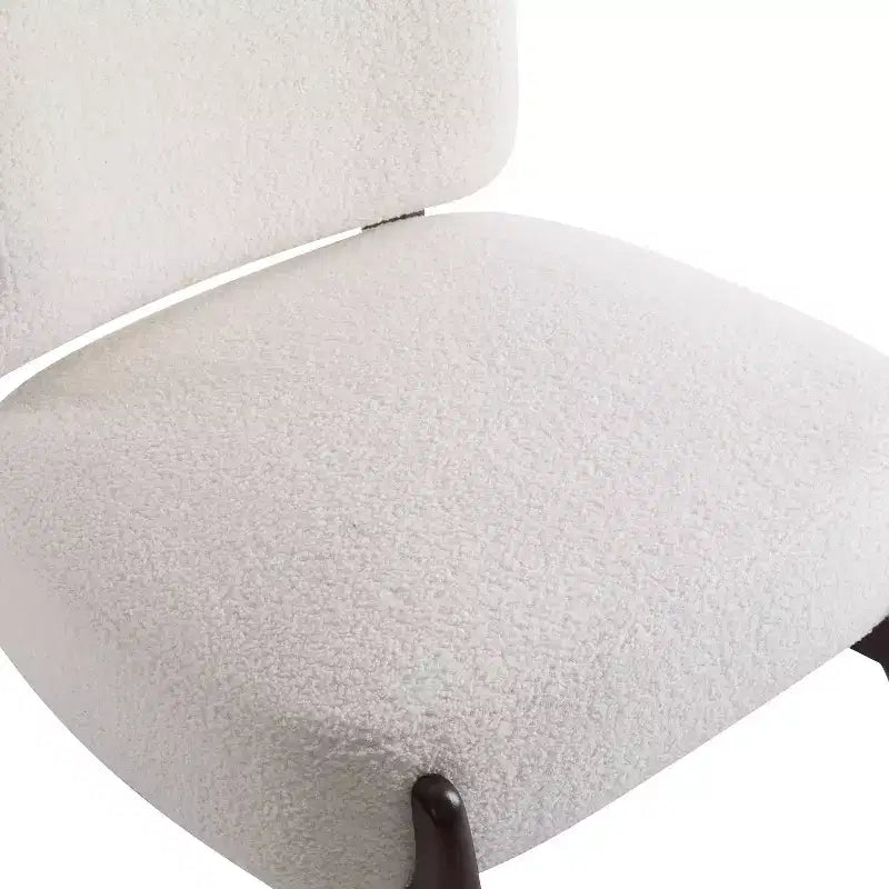 Set di 2 sedie accent moderne imbottite in boucle e legno di gomma