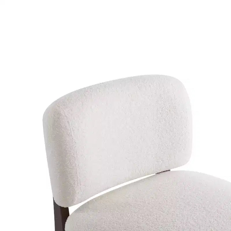 Set di 2 sedie accent moderne imbottite in boucle e legno di gomma