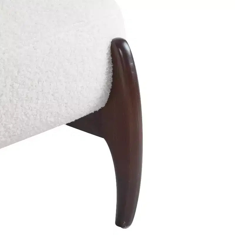 Set di 2 sedie accent moderne imbottite in boucle e legno di gomma