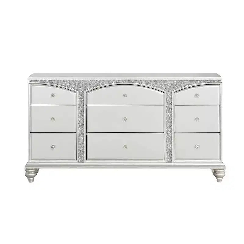 Maverick 67" Dressers Platinum - Acme Furniture: Glendale Style, 9 Drawers, Crystal Knobs, No Assembly Required