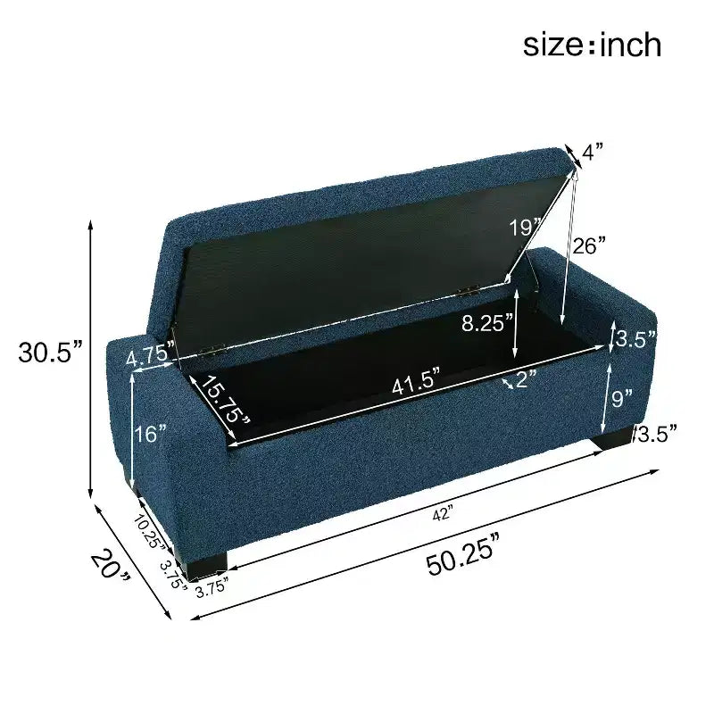 Pouf contenitore moderno imbottito per interni blu