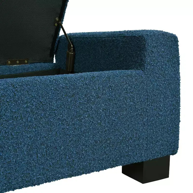 Pouf contenitore moderno imbottito per interni blu