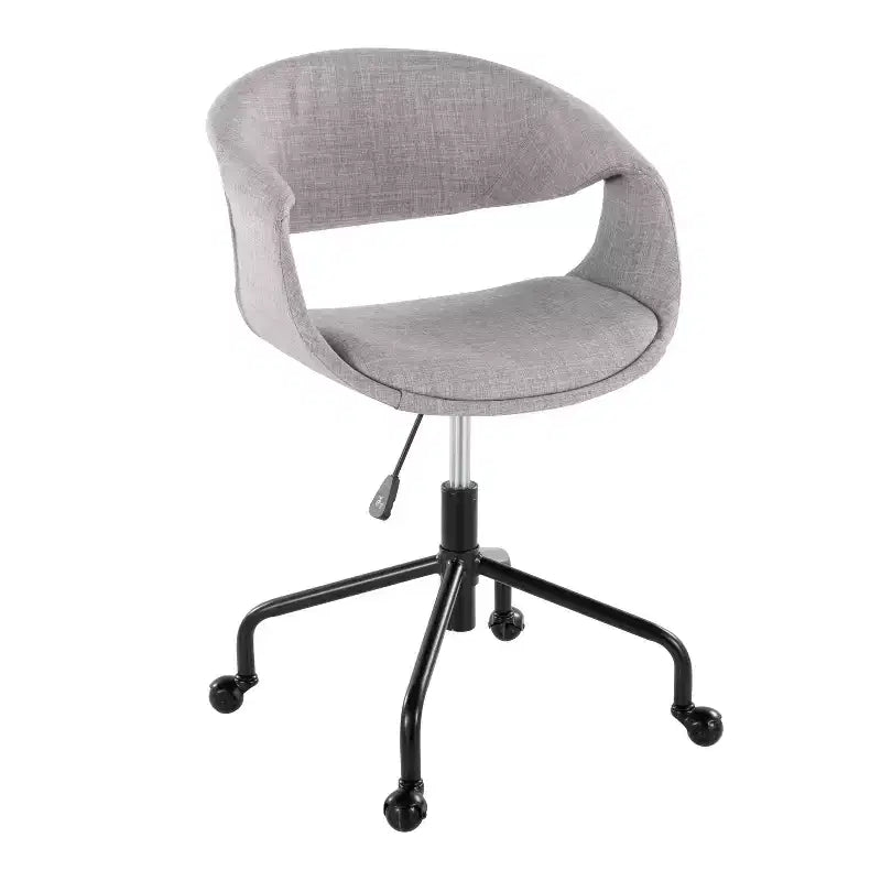 LumiSource Curvo Upholstered 4-Stars Task Chair Black Metal/Gray Fabric