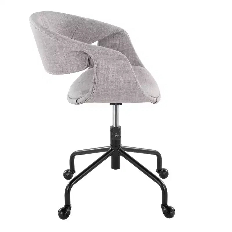 Sedia da lavoro imbottita 4 stelle in metallo nero/tessuto grigio