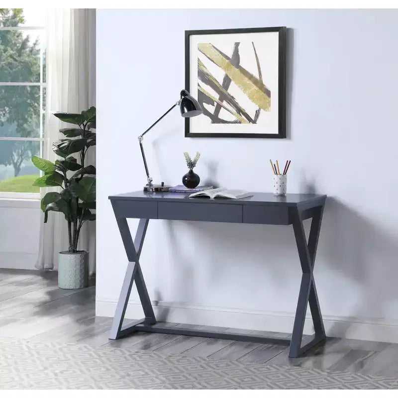 Consolle Nalo 42" Finitura Nera - : Legno di pioppo carbone, Cassetto contenitore