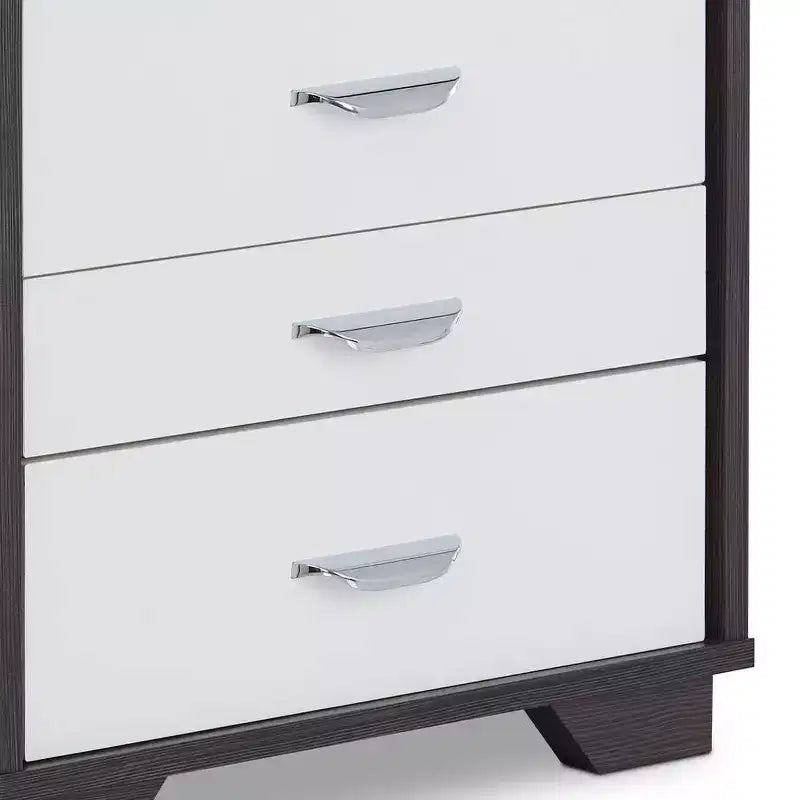 Tavolino d'appoggio Eloy 20" Bianco/Nero - : Design Moderno Rettangolare, Struttura in MDF, Piano in Composito di Legno, Cassetto Contenitore