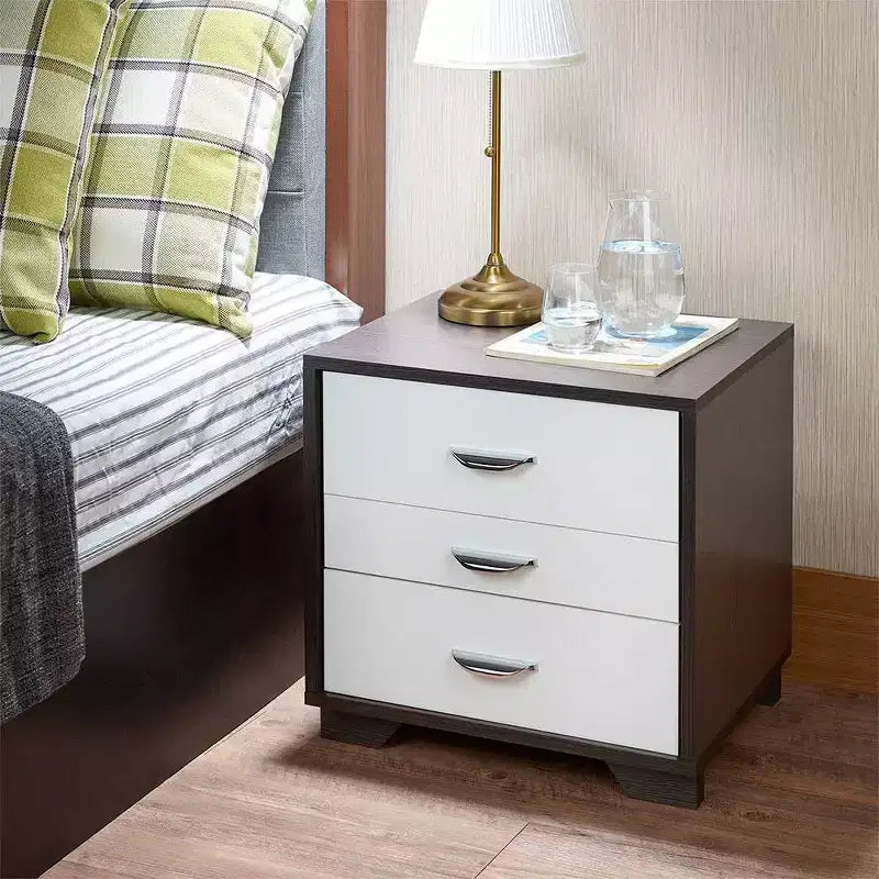 Tavolino d'appoggio Eloy 20" Bianco/Nero - : Design Moderno Rettangolare, Struttura in MDF, Piano in Composito di Legno, Cassetto Contenitore