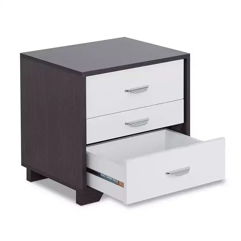 Tavolino d'appoggio Eloy 20" Bianco/Nero - : Design Moderno Rettangolare, Struttura in MDF, Piano in Composito di Legno, Cassetto Contenitore