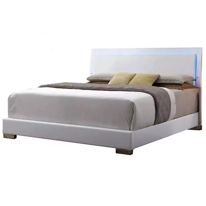 Letto Eastern King 85" Lorimar con luce LED, testiera in ecopelle -