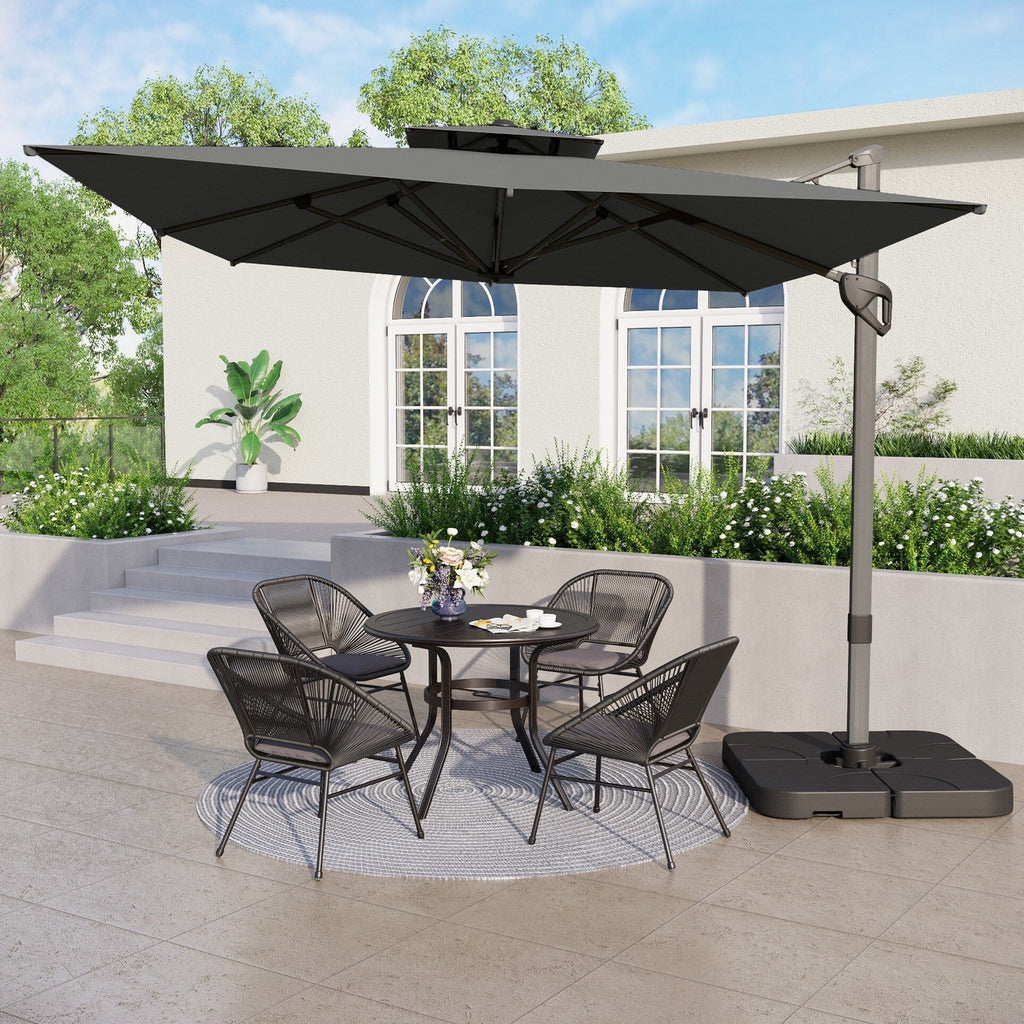 MAISON ARTS Sombrilla Cantilever Hidráulica Automática de 3.65 m, Poste de Aluminio con Rotación de 360 Grados