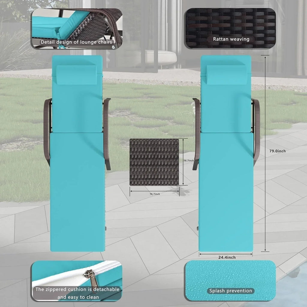 Juego de 3 tumbonas de exterior Kullavik