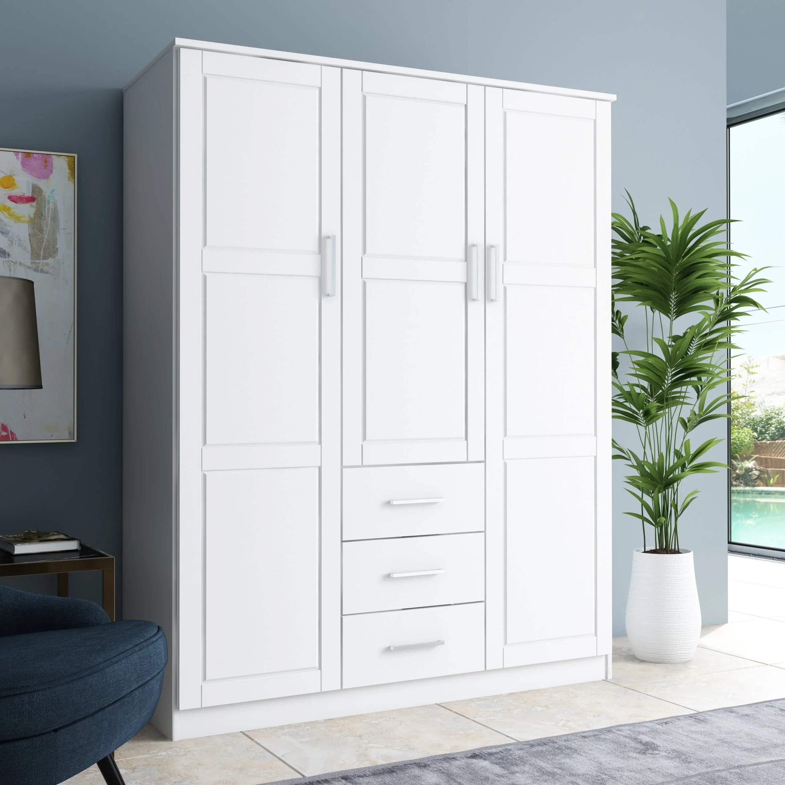 Armario ropero Palace Imports Cosmo de 3 puertas de madera 100% maciza con puertas de madera maciza o con espejo