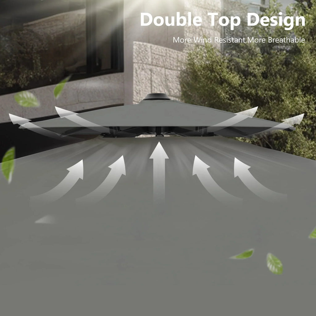 MAISON ARTS Sombrilla Cantilever Hidráulica Automática de 3.65 m, Poste de Aluminio con Rotación de 360 Grados