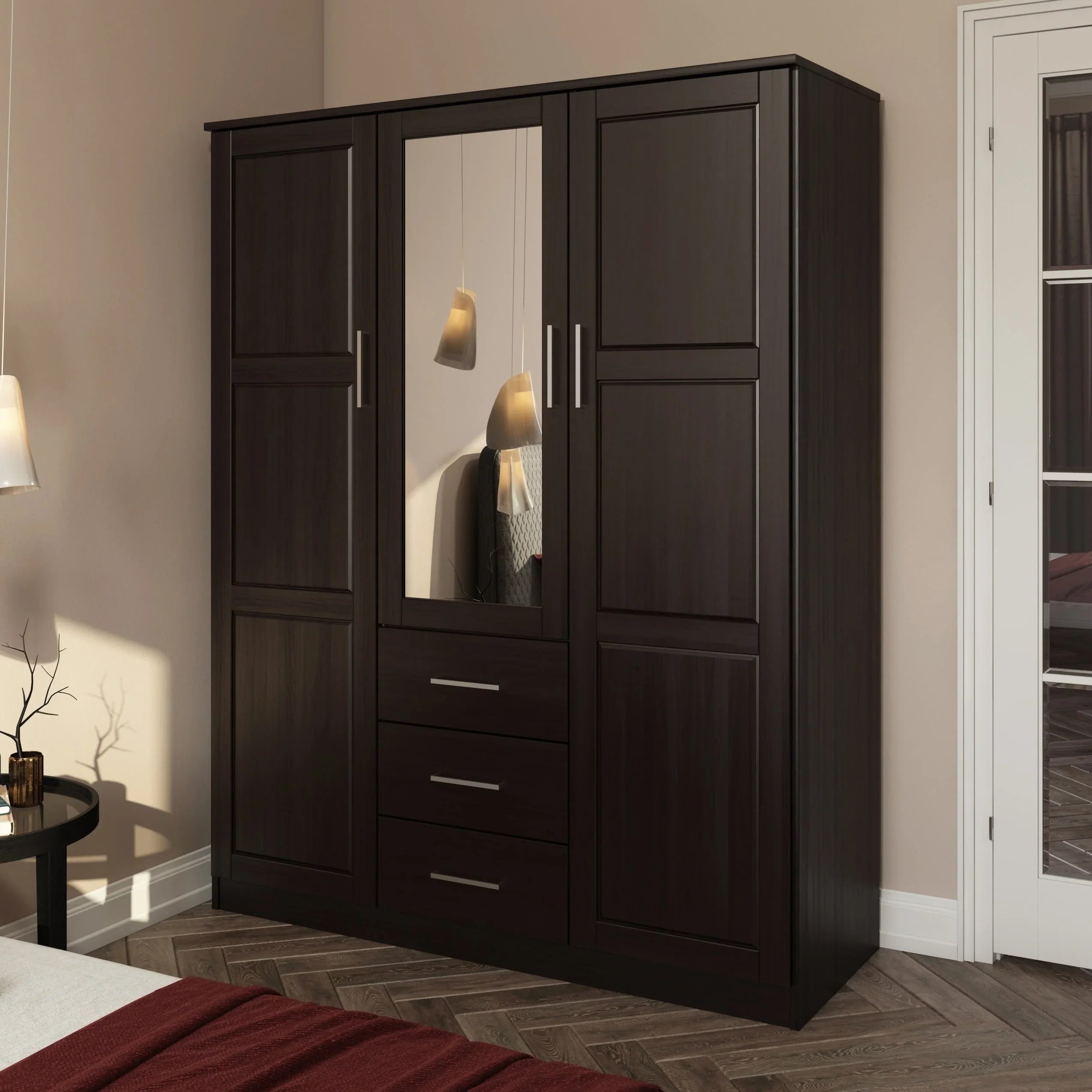Armario ropero Palace Imports Cosmo de 3 puertas de madera 100% maciza con puertas de madera maciza o con espejo
