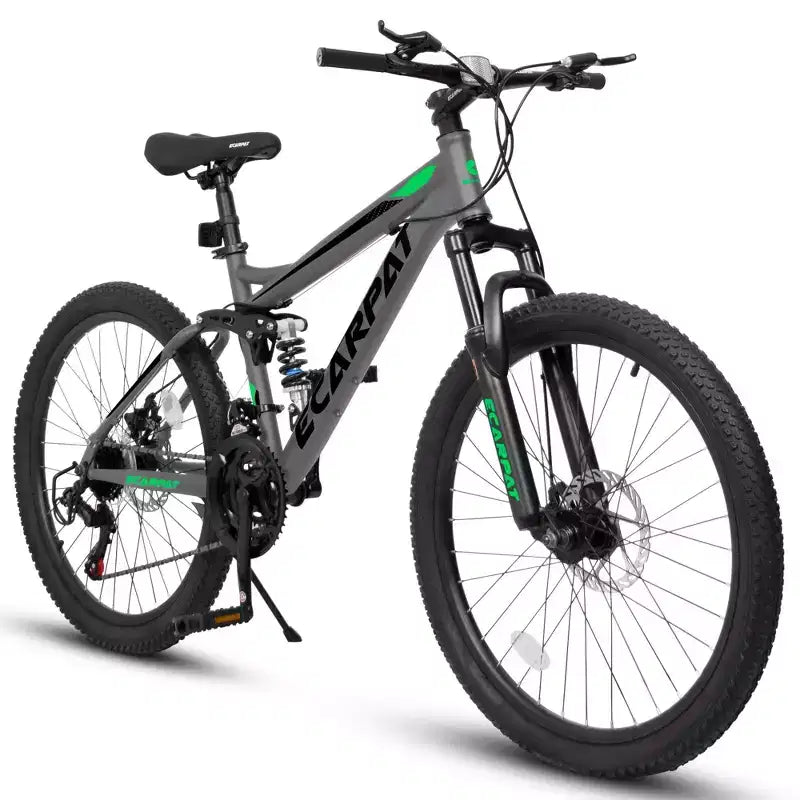 Okak Bicicleta de montaña de 26 pulgadas con frenos de disco, bicicleta para adultos de 21 velocidades con cuadro duradero y doble absorción trasera, bicicleta para ciclismo en carretera urbana