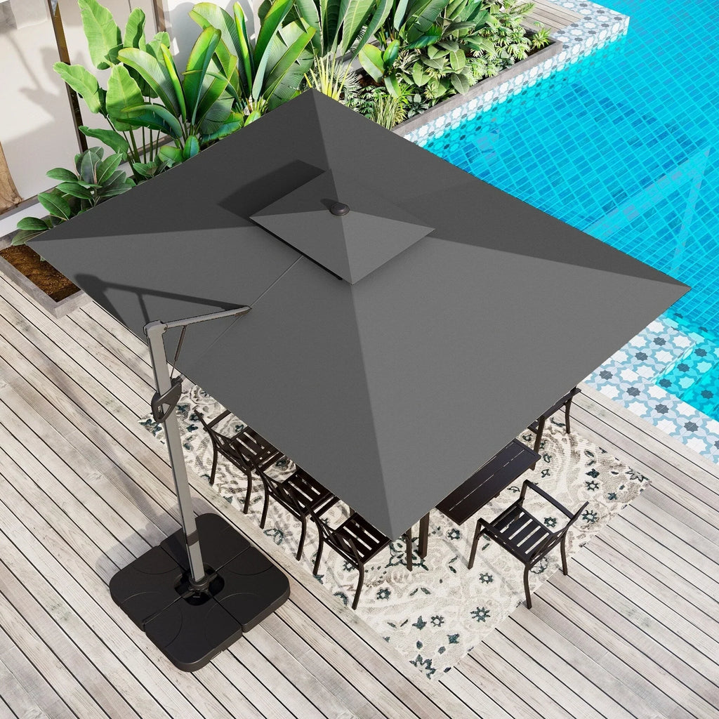 MAISON ARTS Sombrilla Cantilever Hidráulica Automática de 3.65 m, Poste de Aluminio con Rotación de 360 Grados