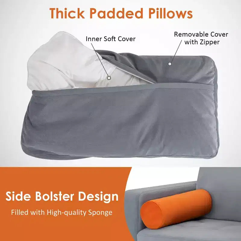 Divano sezionale modulare a L Costway con chaise longue reversibile e 2 porte USB grigio cenere
