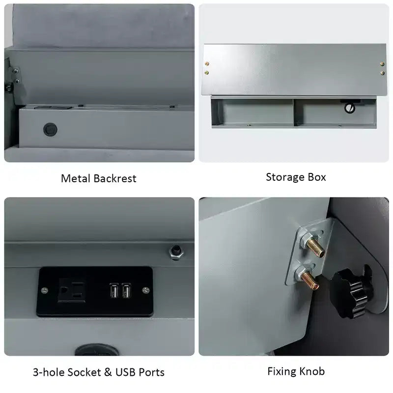 Divano sezionale modulare a L Costway con chaise longue reversibile e 2 porte USB grigio cenere