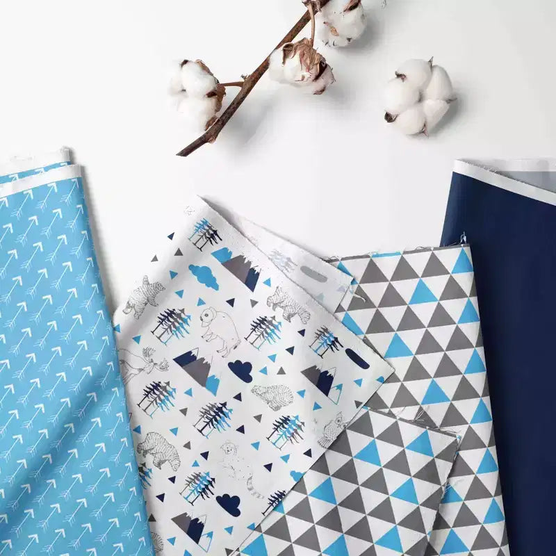 Cesto Portabiancheria da Bambino Bacati - Woodlands Aqua/Navy/Grigio con Telaio in Legno