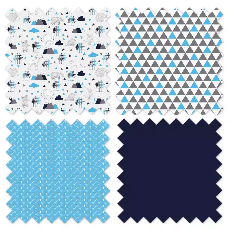 Cesto Portabiancheria da Bambino Bacati - Woodlands Aqua/Navy/Grigio con Telaio in Legno