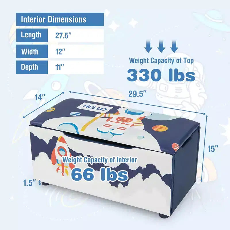 Costway Ottomana Contenitore Imbottita per Bambini, Cassapanca Giocattoli Versatile, Sgabello Poggiapiedi con Coperchio