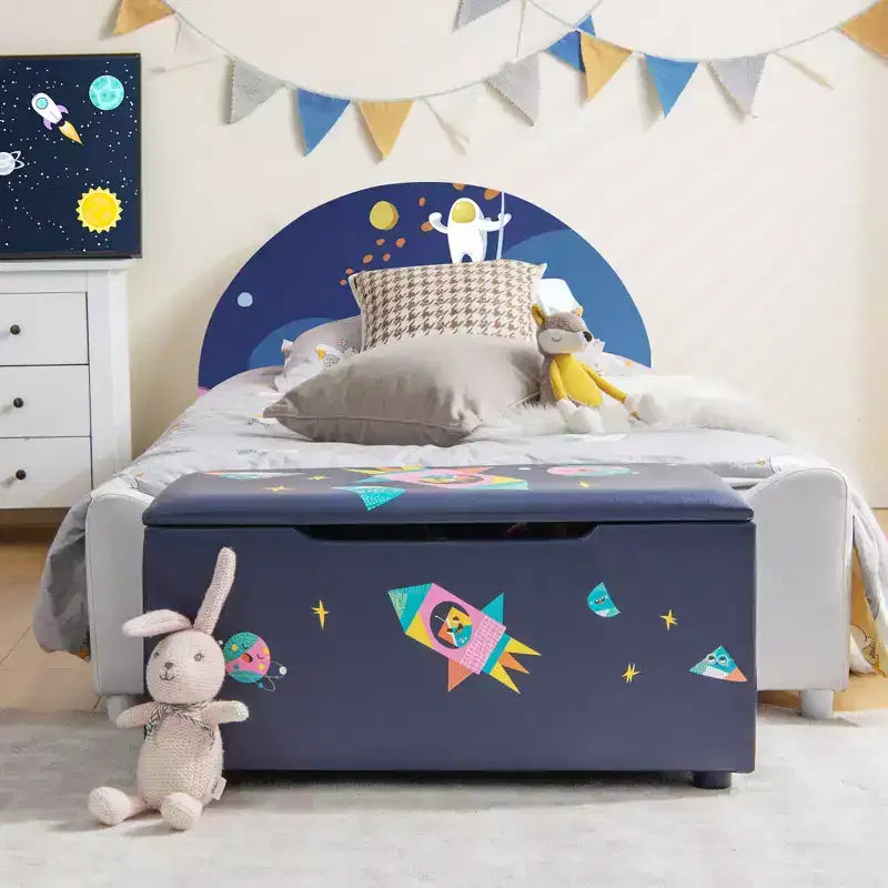 Costway Ottomana Contenitore Imbottita per Bambini, Cassapanca Giocattoli Versatile, Sgabello Poggiapiedi con Coperchio