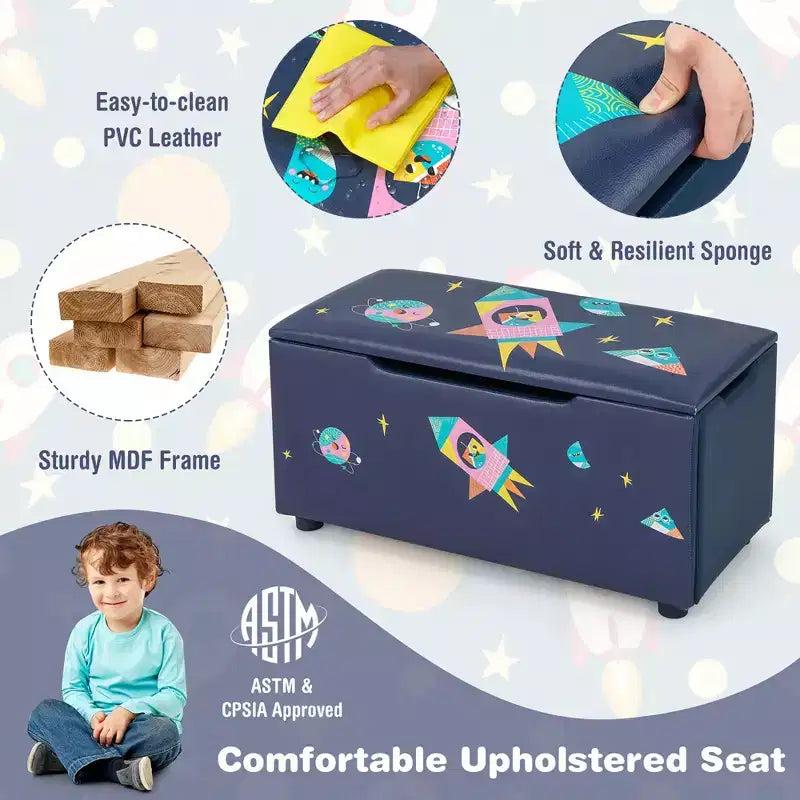 Costway Ottomana Contenitore Imbottita per Bambini, Cassapanca Giocattoli Versatile, Sgabello Poggiapiedi con Coperchio