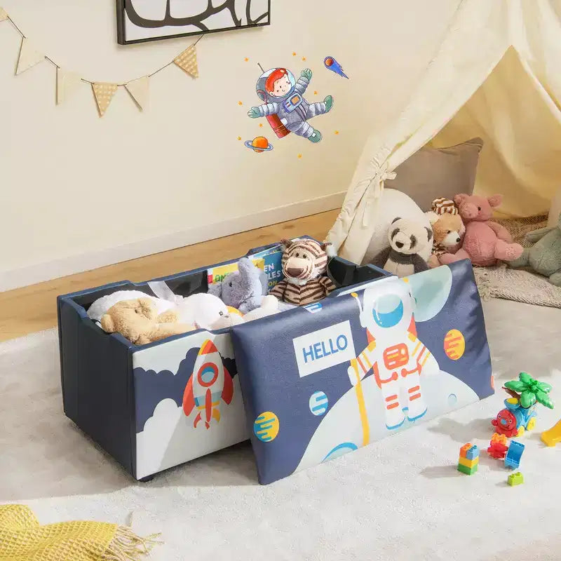 Costway Ottomana Contenitore Imbottita per Bambini, Cassapanca Giocattoli Versatile, Sgabello Poggiapiedi con Coperchio