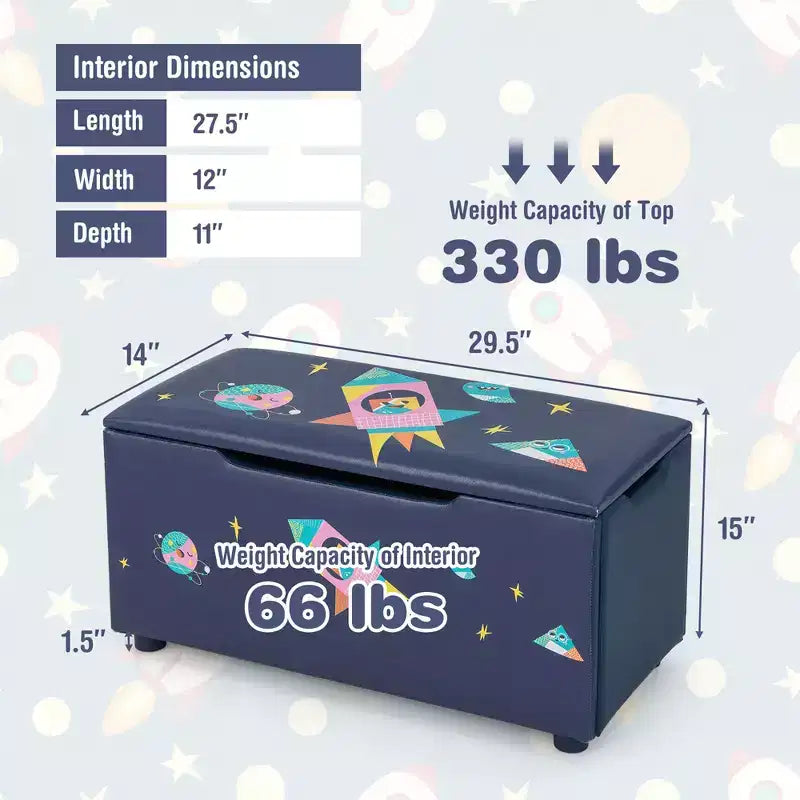 Costway Ottomana Contenitore Imbottita per Bambini, Cassapanca Giocattoli Versatile, Sgabello Poggiapiedi con Coperchio