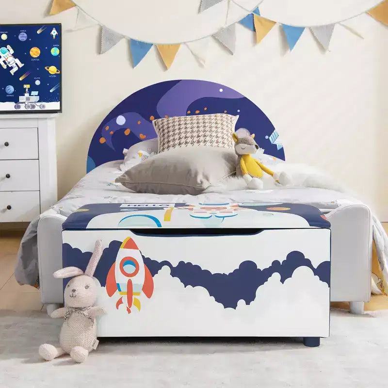 Costway Ottomana Contenitore Imbottita per Bambini, Cassapanca Giocattoli Versatile, Sgabello Poggiapiedi con Coperchio