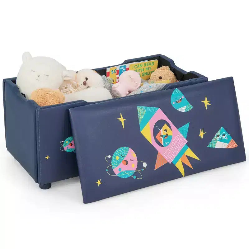 Costway Ottomana Contenitore Imbottita per Bambini, Cassapanca Giocattoli Versatile, Sgabello Poggiapiedi con Coperchio