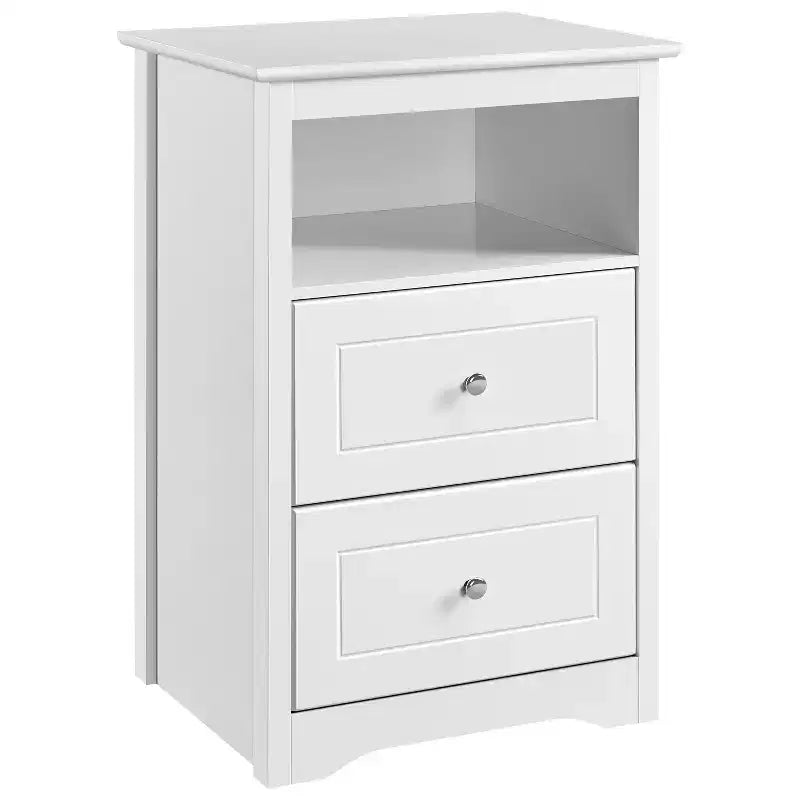 Mesa Auxiliar de Madera Yaheetech con Cajones de Almacenamiento y Estante Abierto para Dormitorio, Sala de Estar