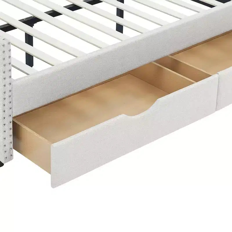 Divano Letto da Giorno Twin/Full Size, Rivestito in Tessuto Trapuntato con Cassetti - ModernLuxe