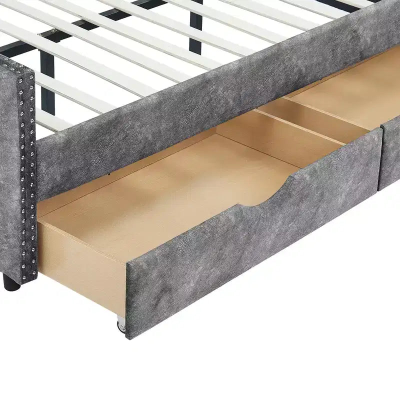 Divano Letto da Giorno Twin/Full Size, Rivestito in Tessuto Trapuntato con Cassetti - ModernLuxe
