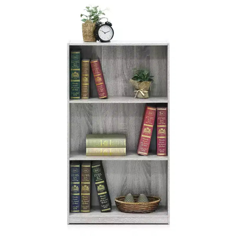 Libreria a 3 ripiani con ripiani a vista, Quercia francese