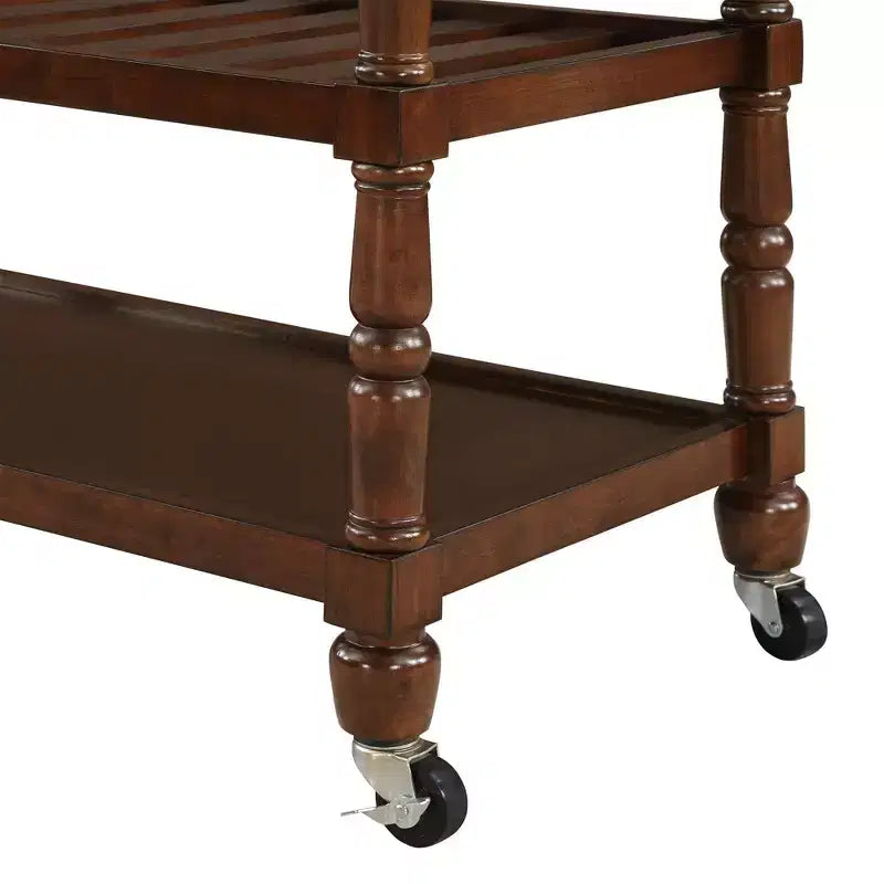 Carrello da Cucina a 3 Ripiani Stile Country Francese in Legno Massello con Cassetti -