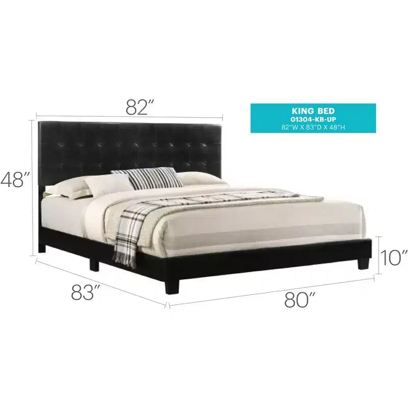 Letto king Caldwell con pannello trapuntato in similpelle e bottoni