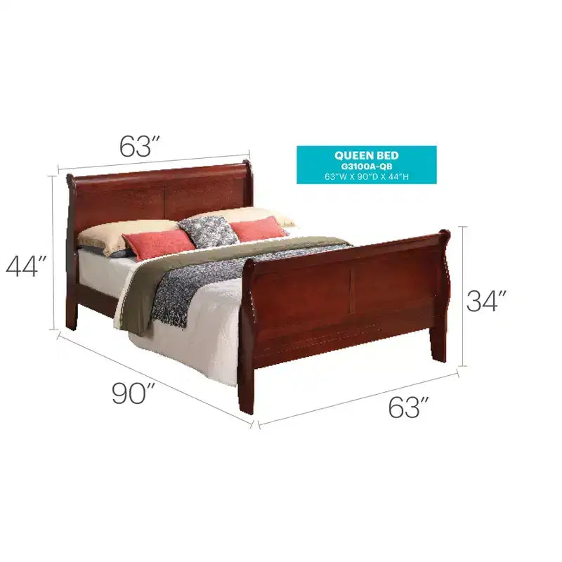 Letto a slitta Queen Louis Philippe con pediera alta