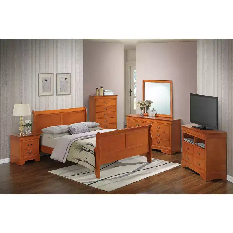 Letto a slitta Queen Louis Philippe con pediera alta