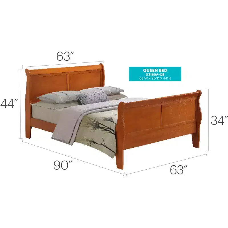 Letto a slitta Queen Louis Philippe con pediera alta