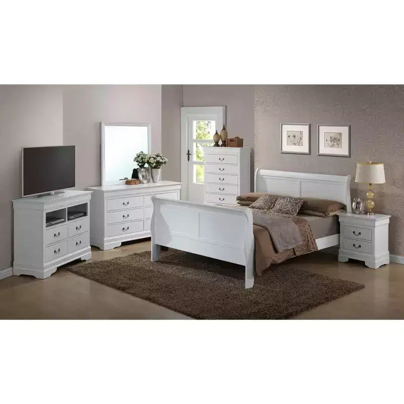 Letto a slitta Queen Louis Philippe con pediera alta