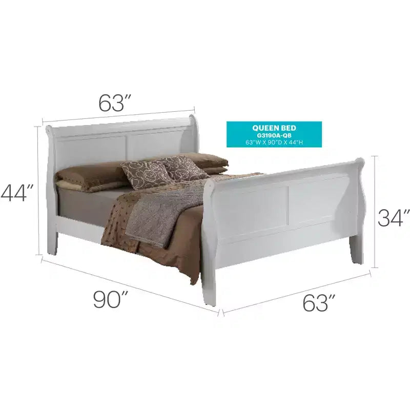 Letto a slitta Queen Louis Philippe con pediera alta