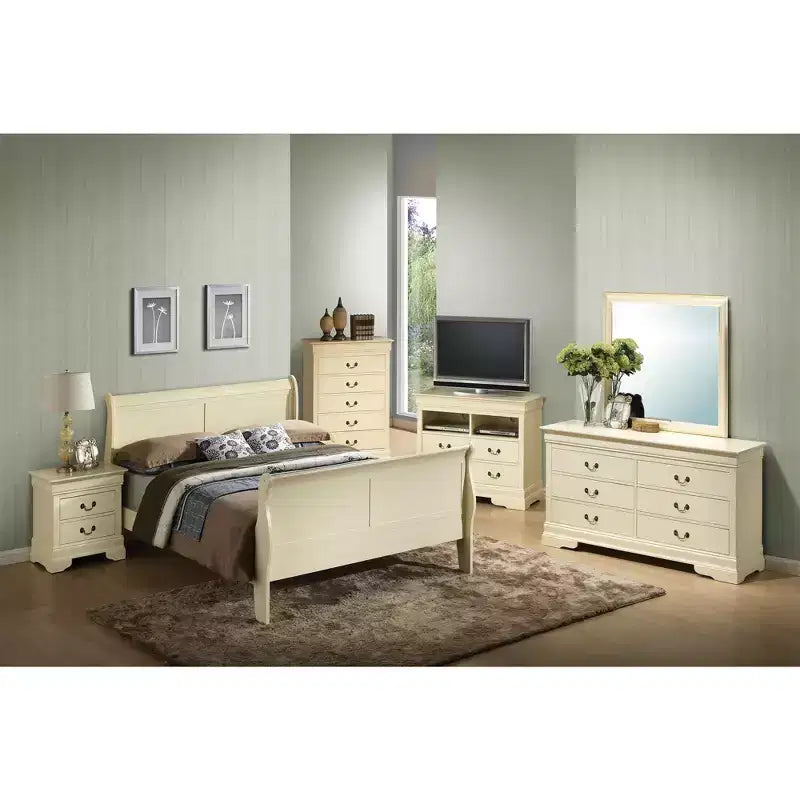 Letto a slitta Queen Louis Philippe con pediera alta