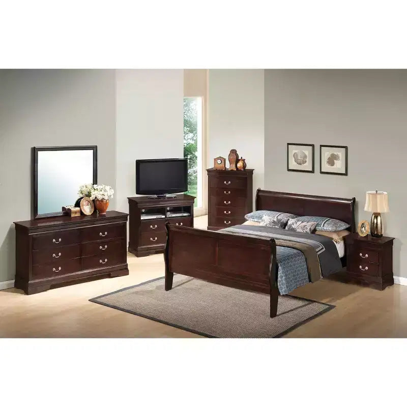 Letto a slitta Queen Louis Philippe con pediera alta