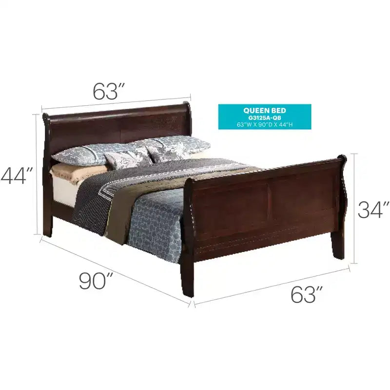 Letto a slitta Queen Louis Philippe con pediera alta