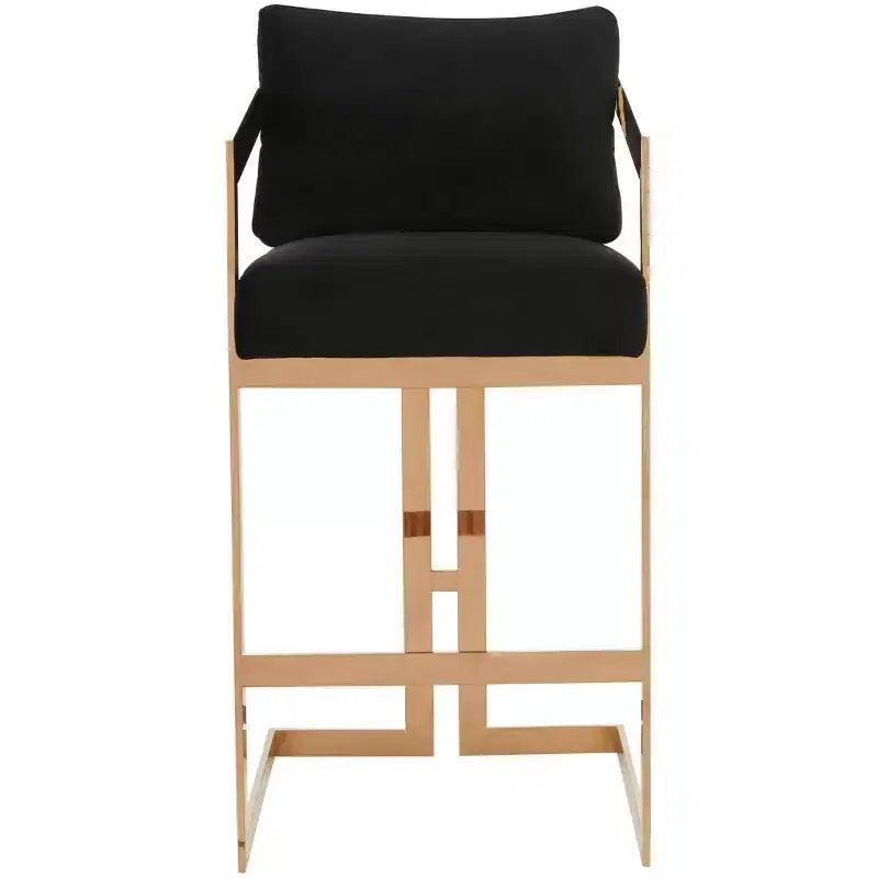 Taraji Velvet Barstool - KNT7027 - Giotto Black - Safavieh Couture