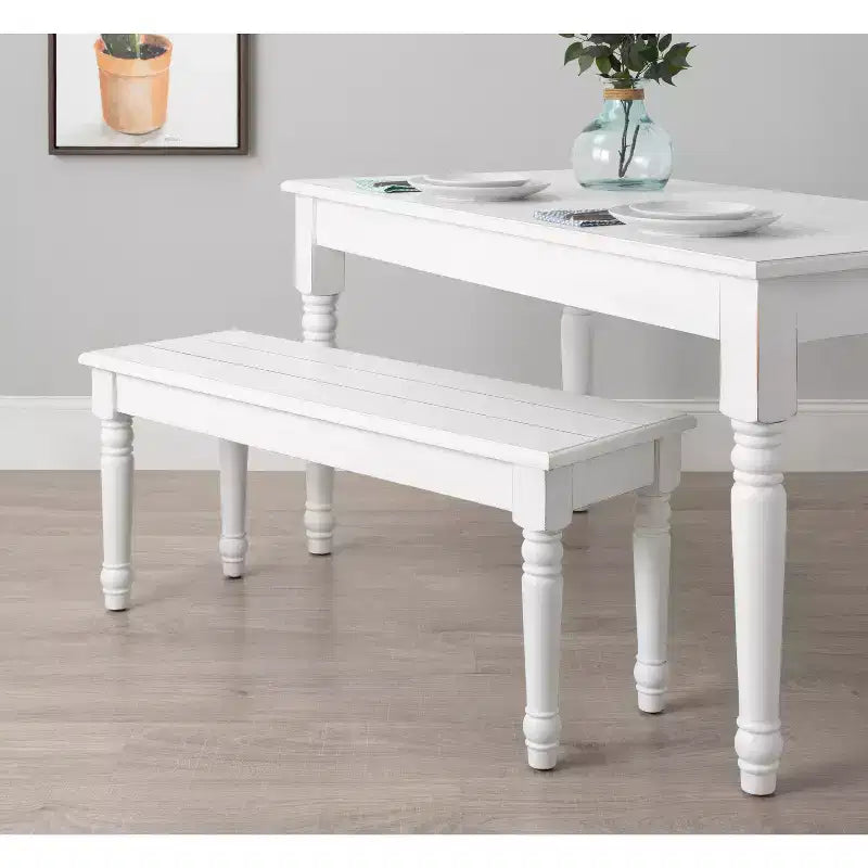 Panca rettangolare in legno Cates, 42x14x19, Bianco